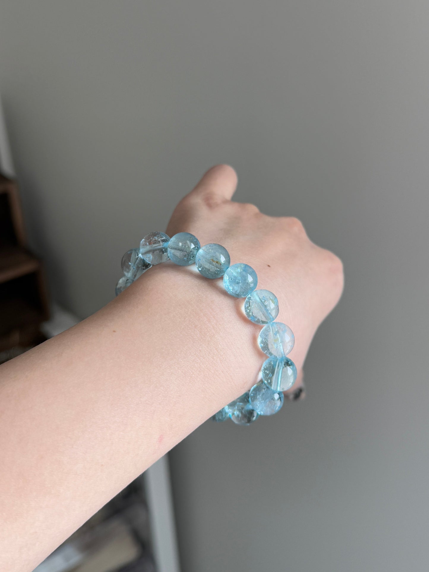 Natural Top Grade Blue Topaz 11.2mm Beaded Bracelets