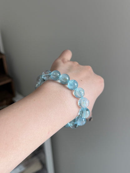 Natural Top Grade Blue Topaz 11.2mm Beaded Bracelets