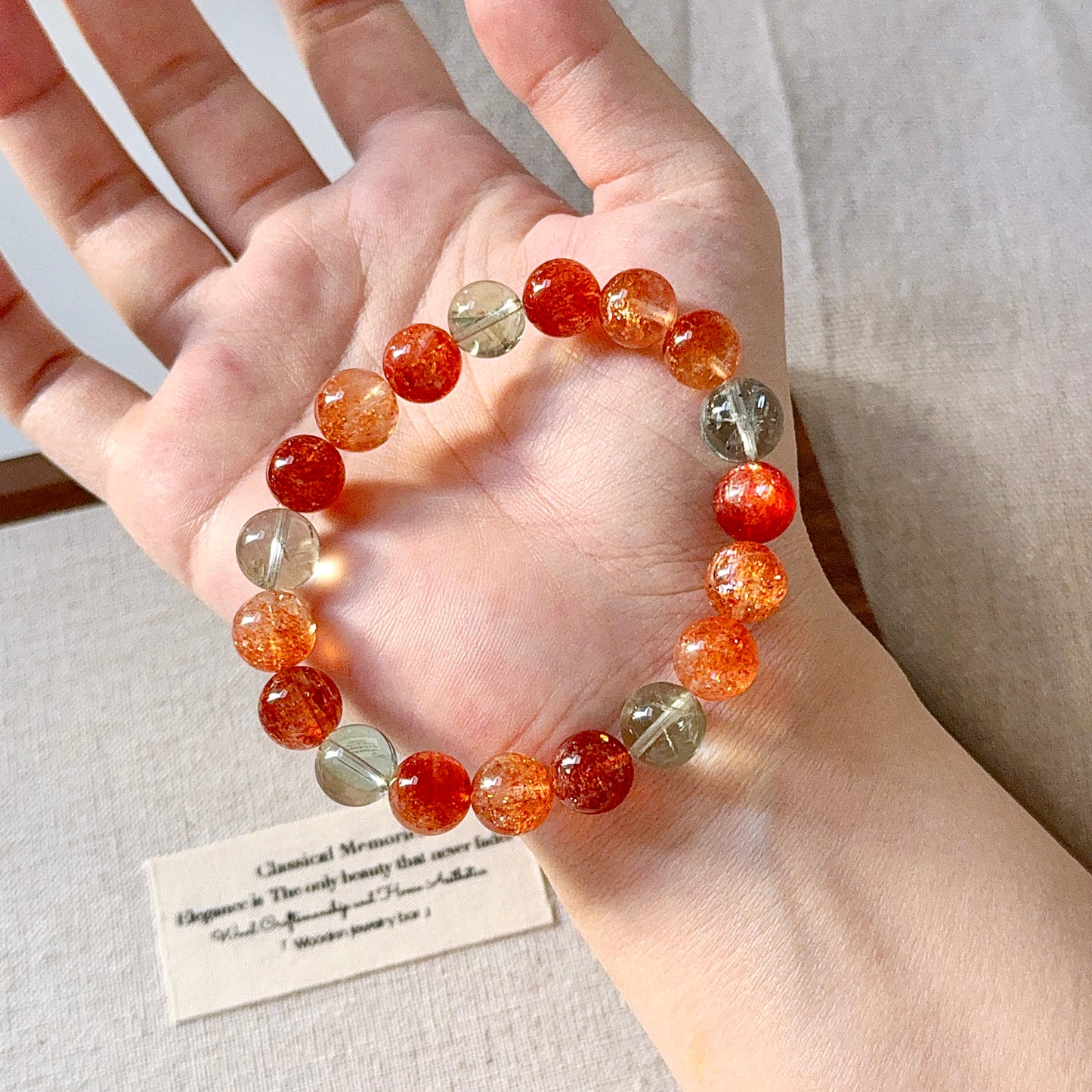 Tanzania Arusha Sunstone 10mm Beaded Bracelet