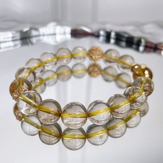 Golden Rutile Quartz Beaded Bracelet