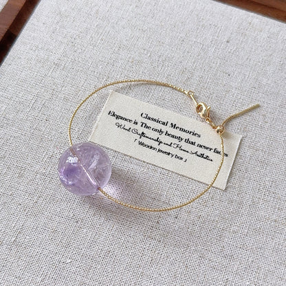 14k Gold Plated Lavender Amethyst Chain Bangle Bracelet