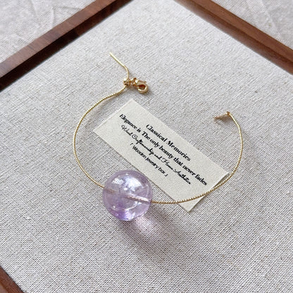 14k Gold Plated Lavender Amethyst Chain Bangle Bracelet