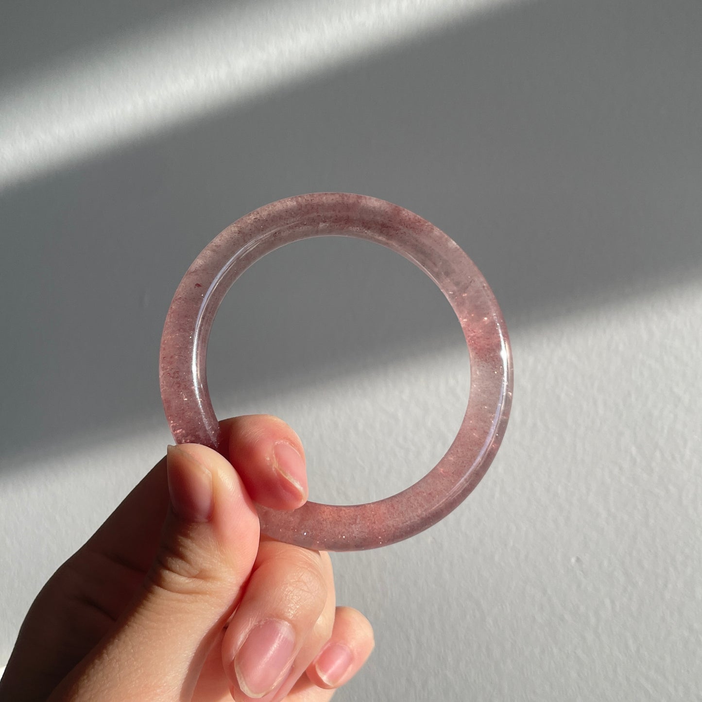 White Base Strawberry Quartz Bangle