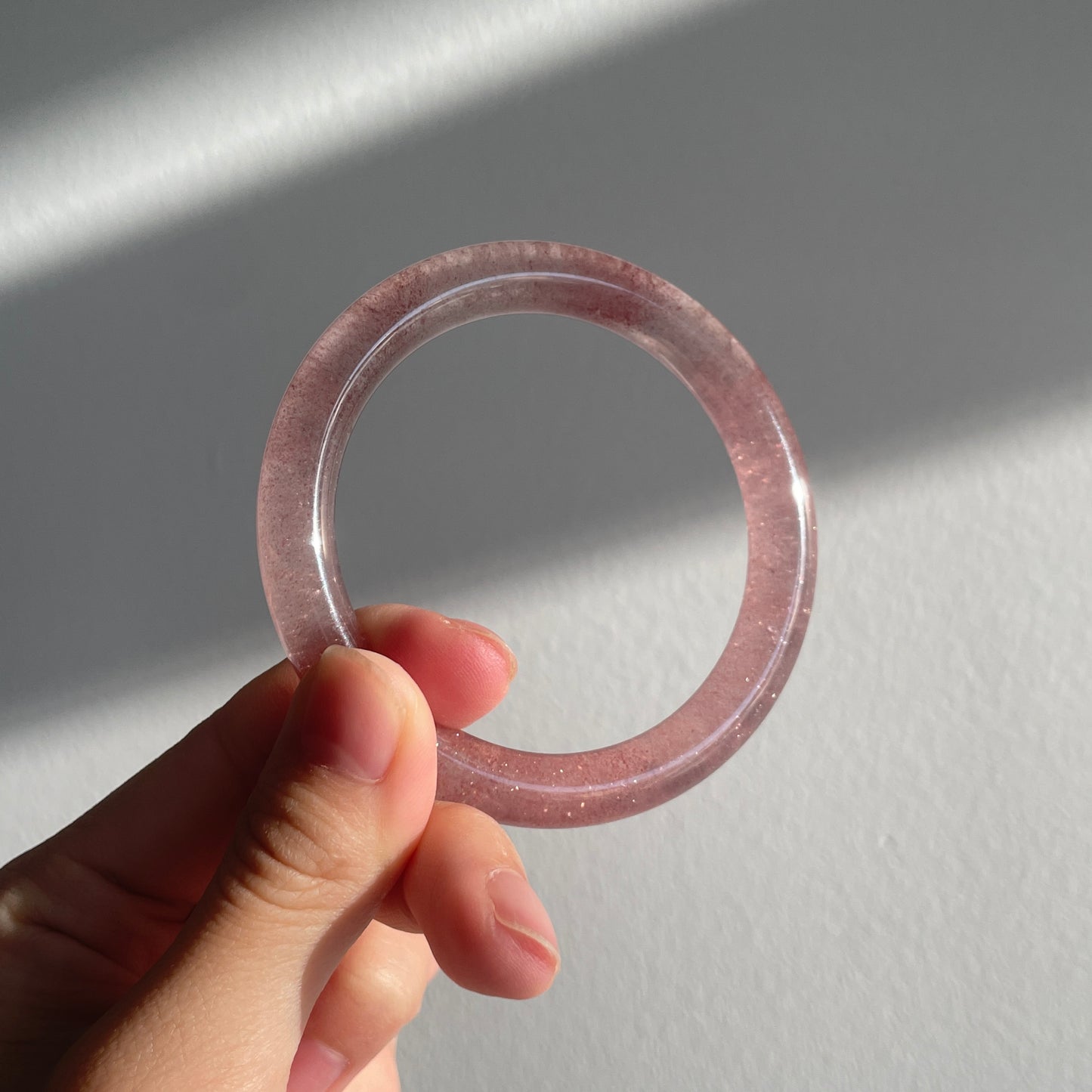 White Base Strawberry Quartz Bangle