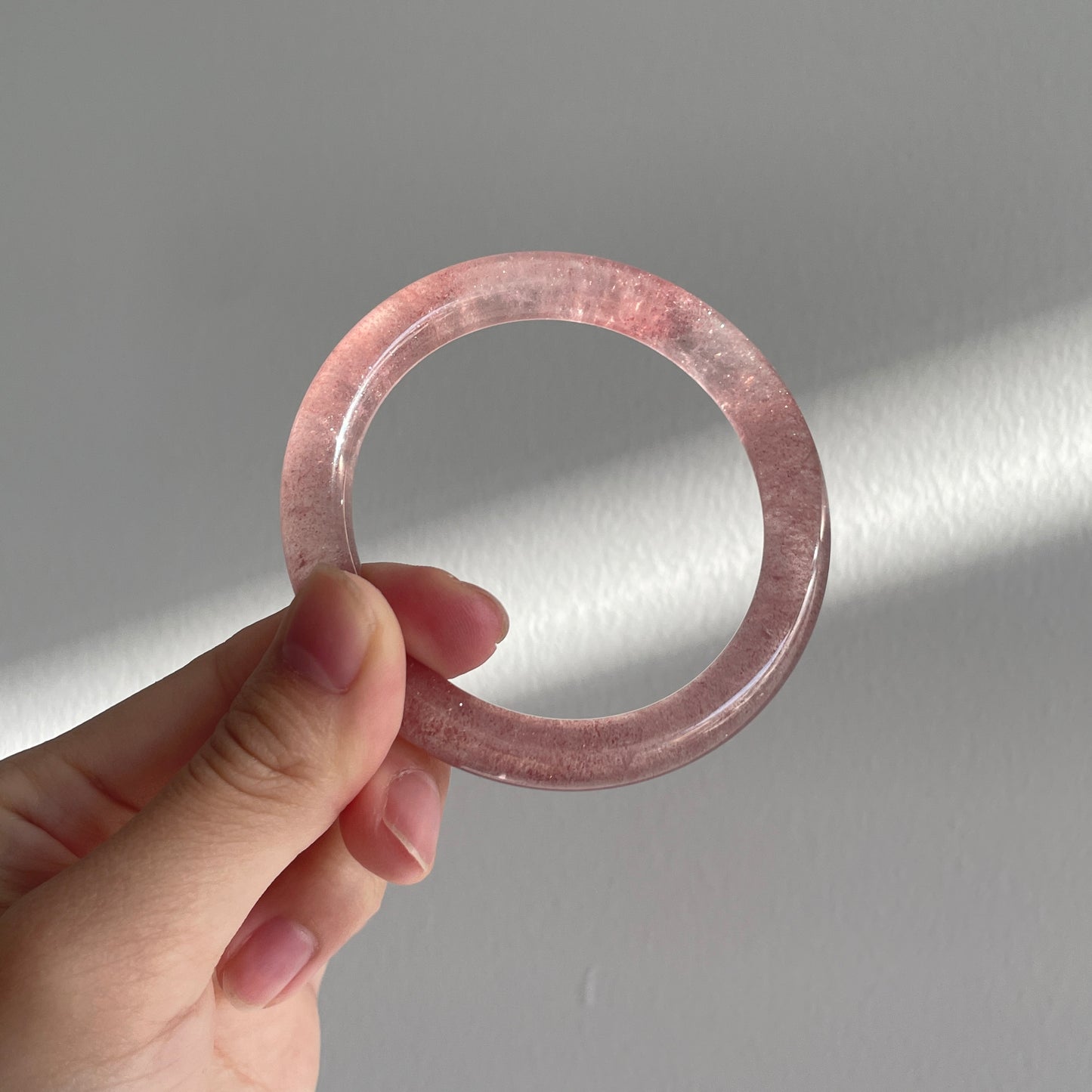 White Base Strawberry Quartz Bangle