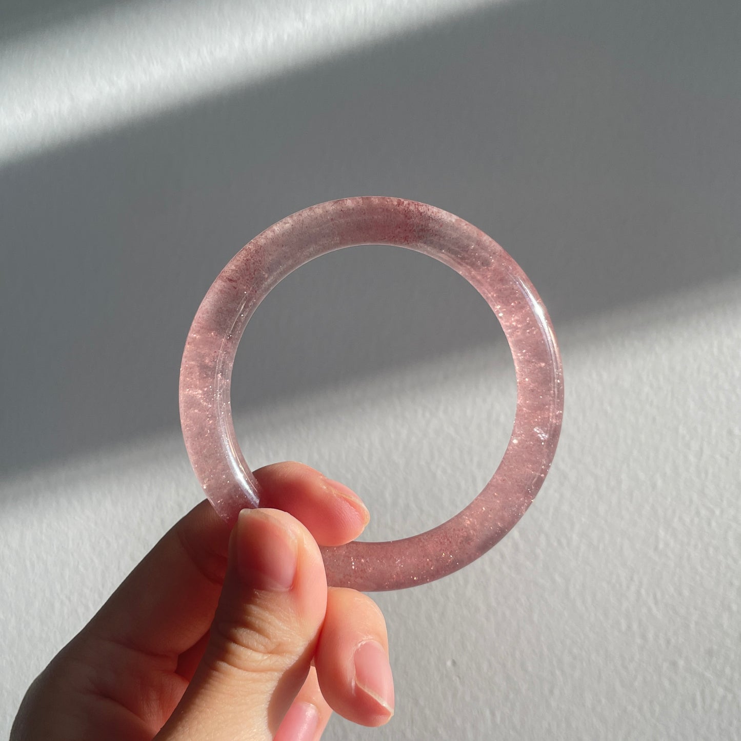 White Base Strawberry Quartz Bangle