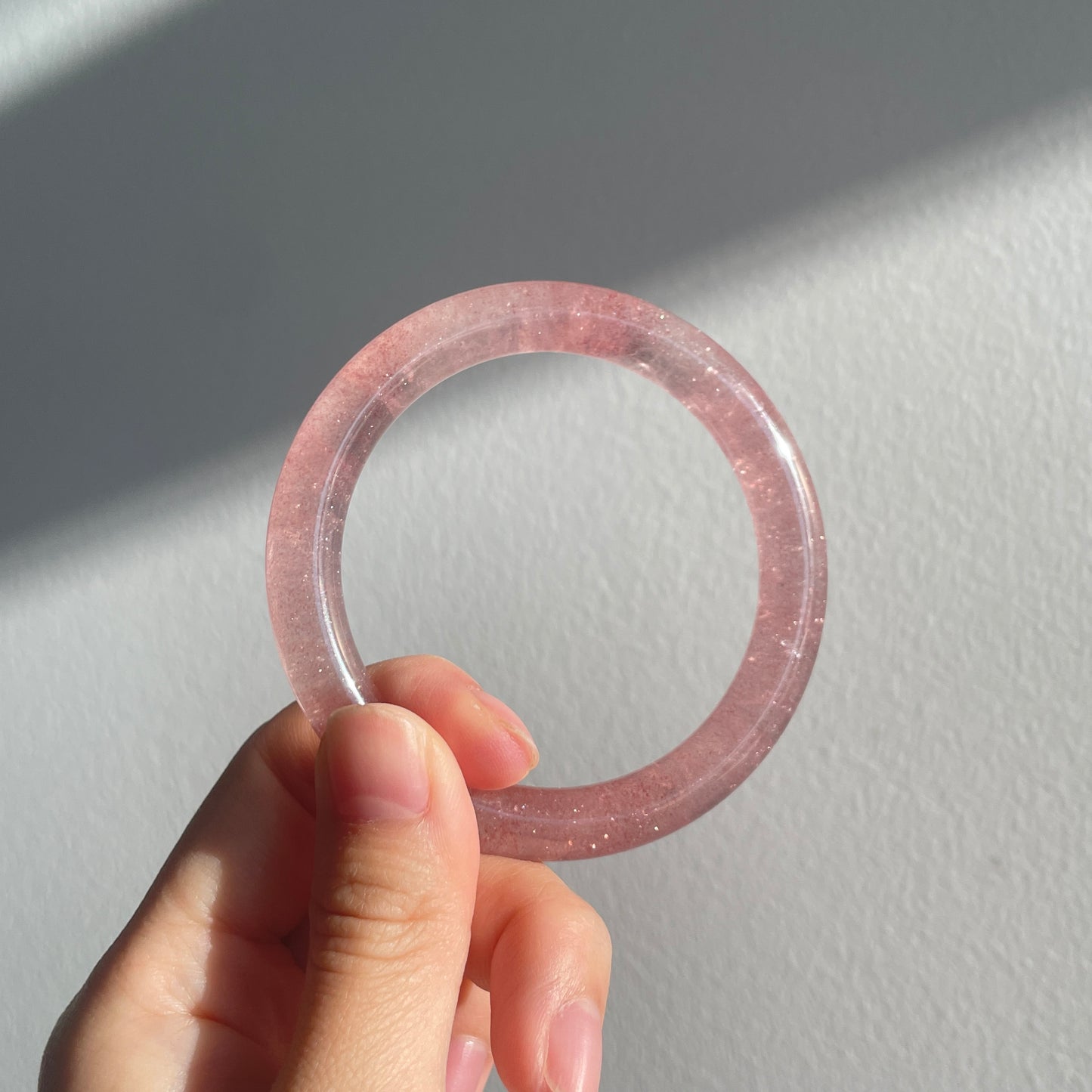 White Base Strawberry Quartz Bangle