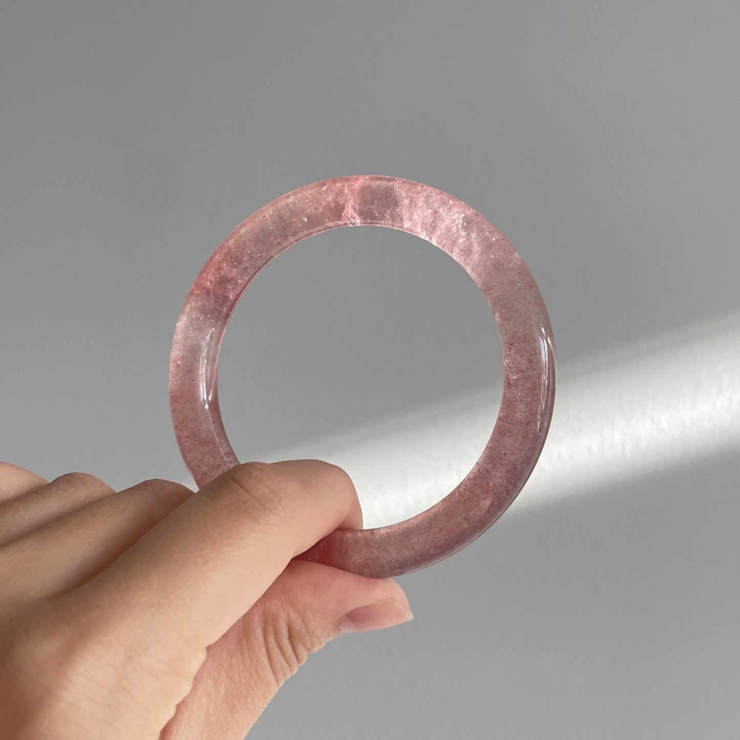 White Base Strawberry Quartz Bangle