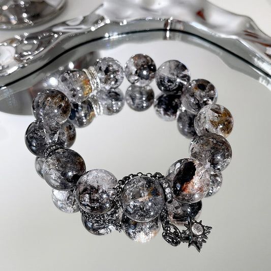 Yellow Black Herkimer Diamond Beaded Bracelet