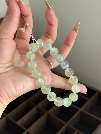 Natural Gradient Prehnite Bracelet 11.3mm