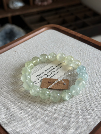 Natural Gradient Prehnite Bracelet 11.3mm