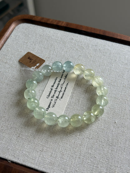 Natural Gradient Prehnite Bracelet 11.3mm