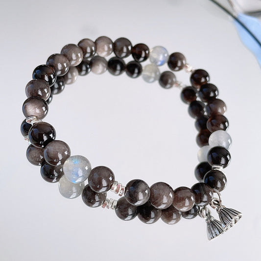 Obsidian Labradorite Beaded Bracelet