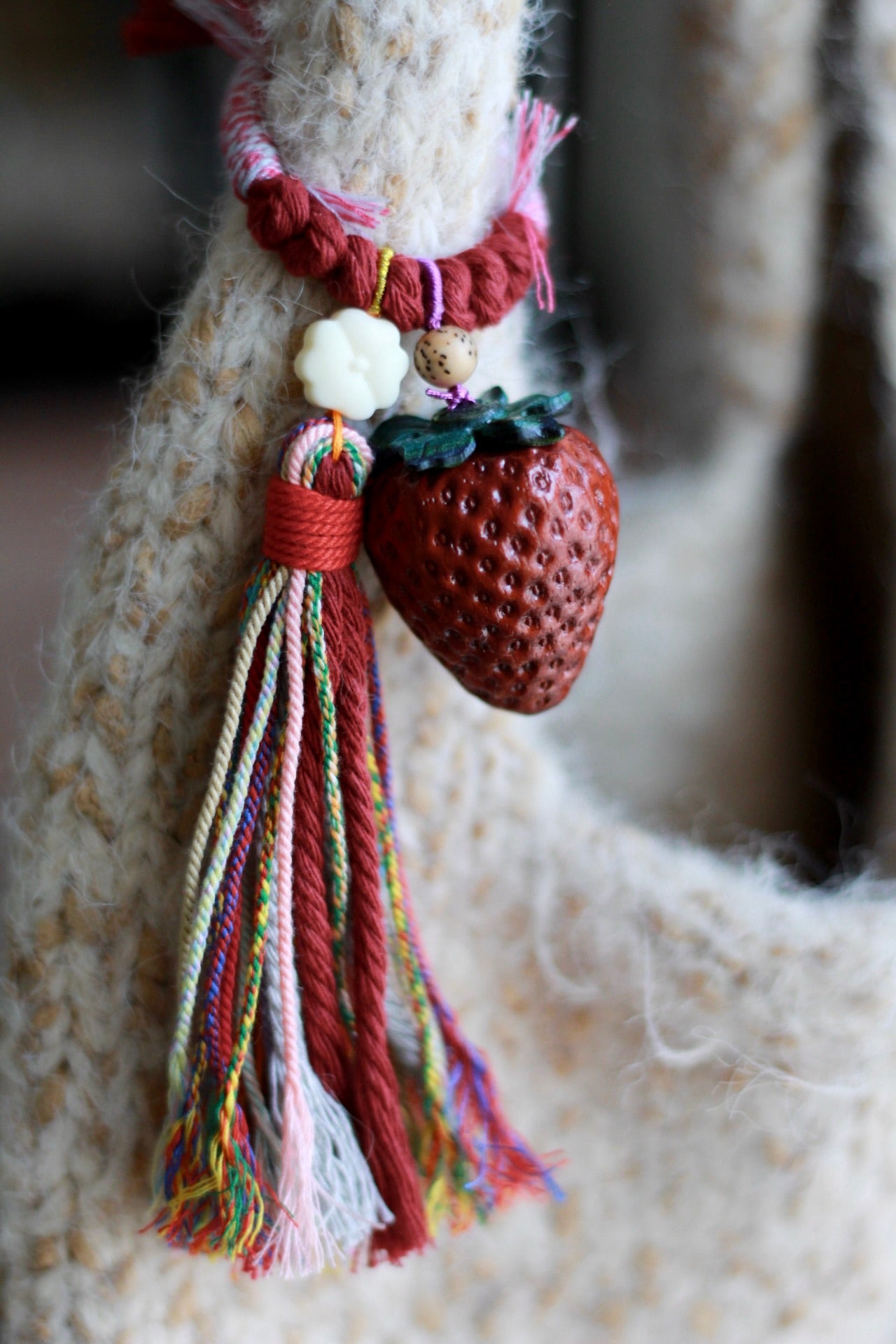 Red Padauk Wood Strawberry Chain Layard