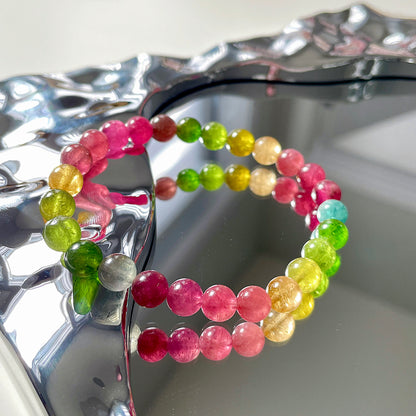 Rainbow Tourmaline Beaded Bracelet
