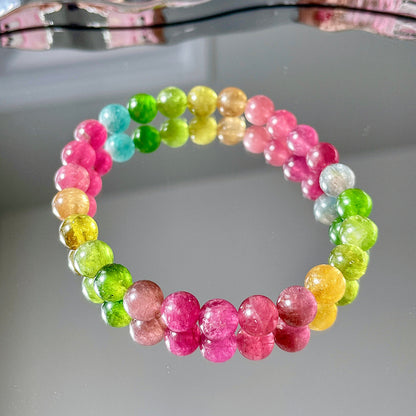 Rainbow Tourmaline Beaded Bracelet