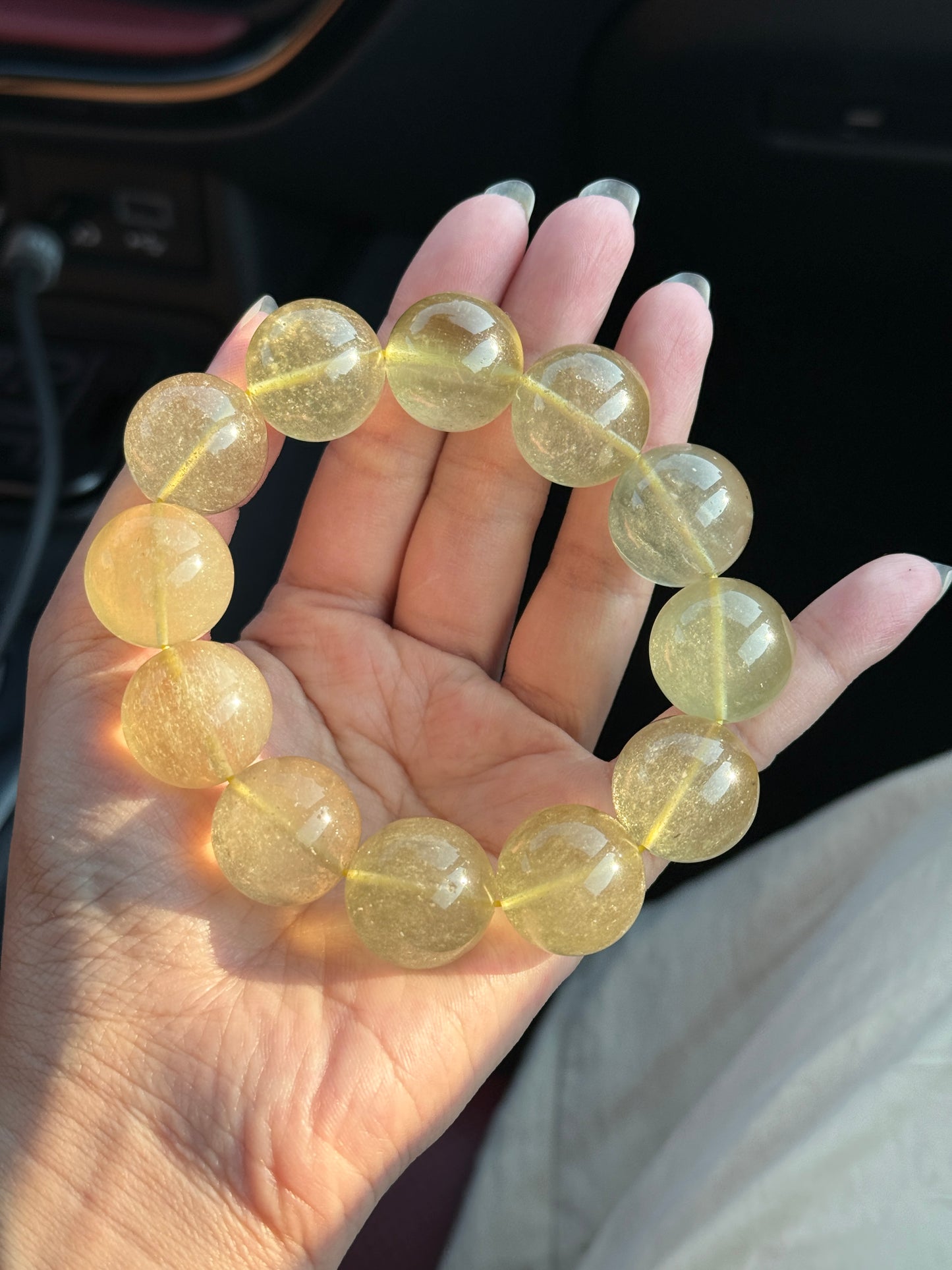 Natural Libyan Gold Tektite Desert Glass 19mm Beaded Bracelet