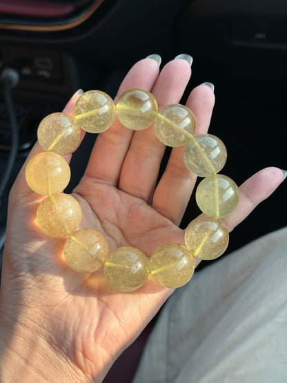 Natural Libyan Gold Tektite Desert Glass 19mm Beaded Bracelet