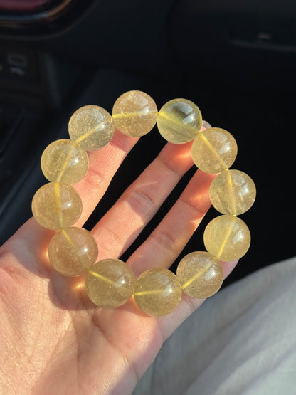 Natural Libyan Gold Tektite Desert Glass 19mm Beaded Bracelet