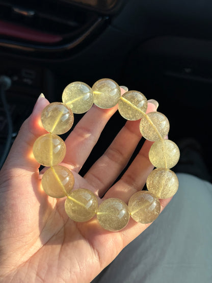 Natural Libyan Gold Tektite Desert Glass 19mm Beaded Bracelet