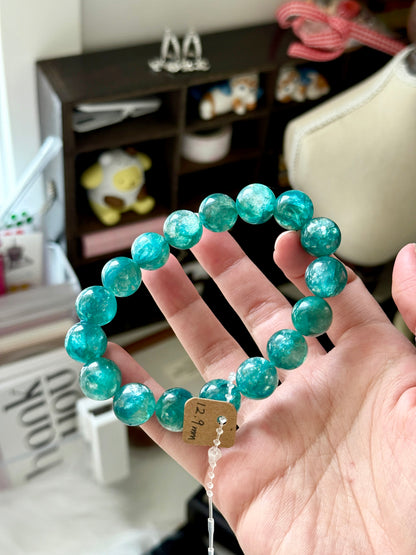 Rare High Quality Green Emerald Fuchsite Mica Beaded Bracelet