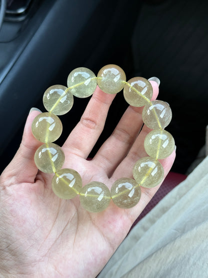 Natural Libyan Gold Tektite Desert Glass 19mm Beaded Bracelet