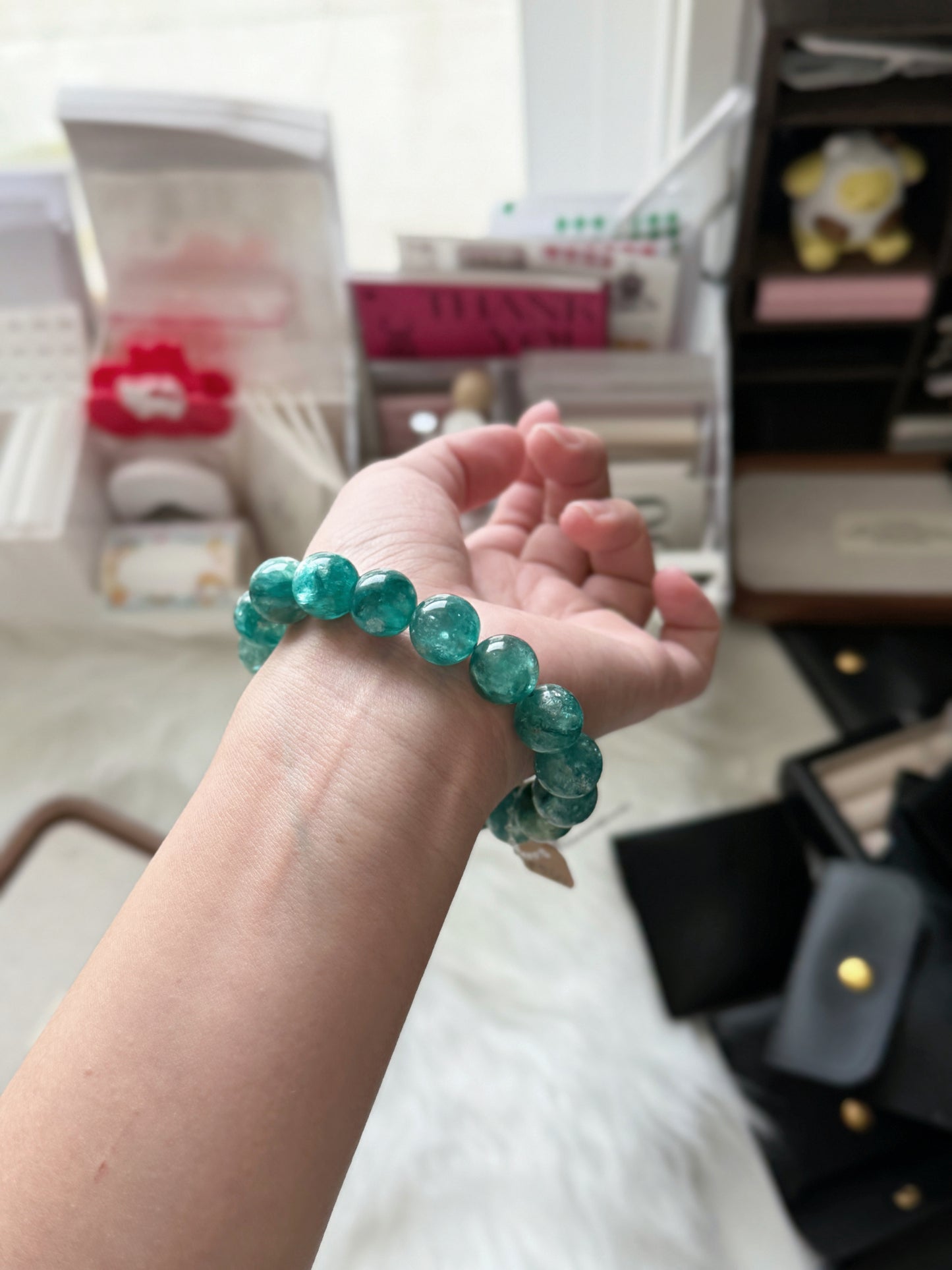 Rare High Quality Green Emerald Fuchsite Mica Beaded Bracelet