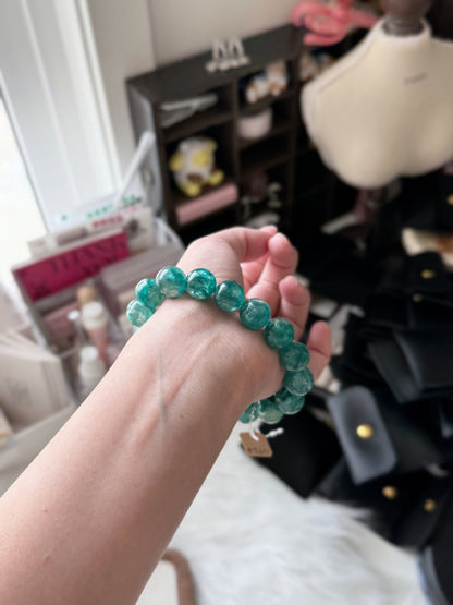 Rare High Quality Green Emerald Fuchsite Mica Beaded Bracelet