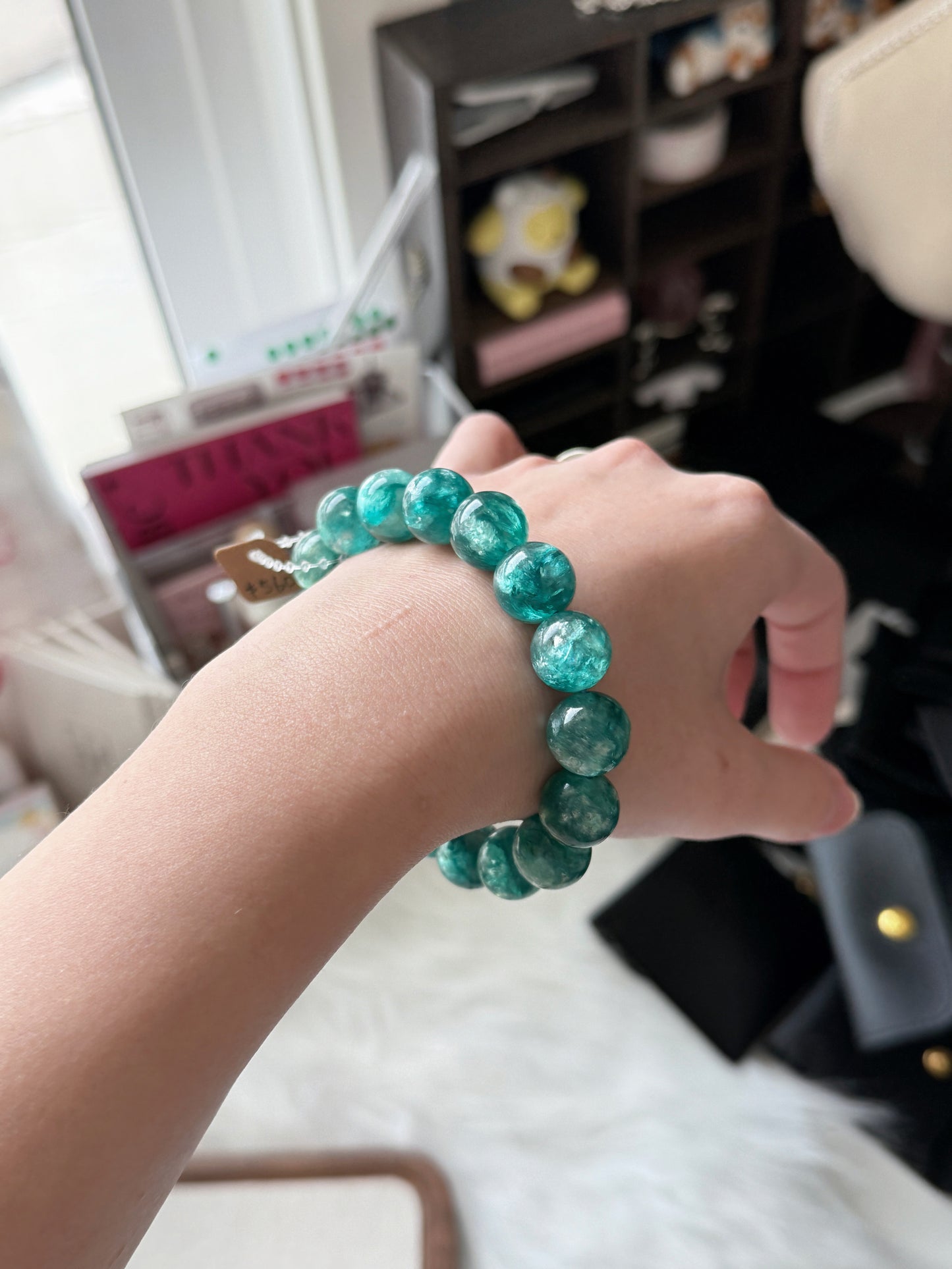 Rare High Quality Green Emerald Fuchsite Mica Beaded Bracelet