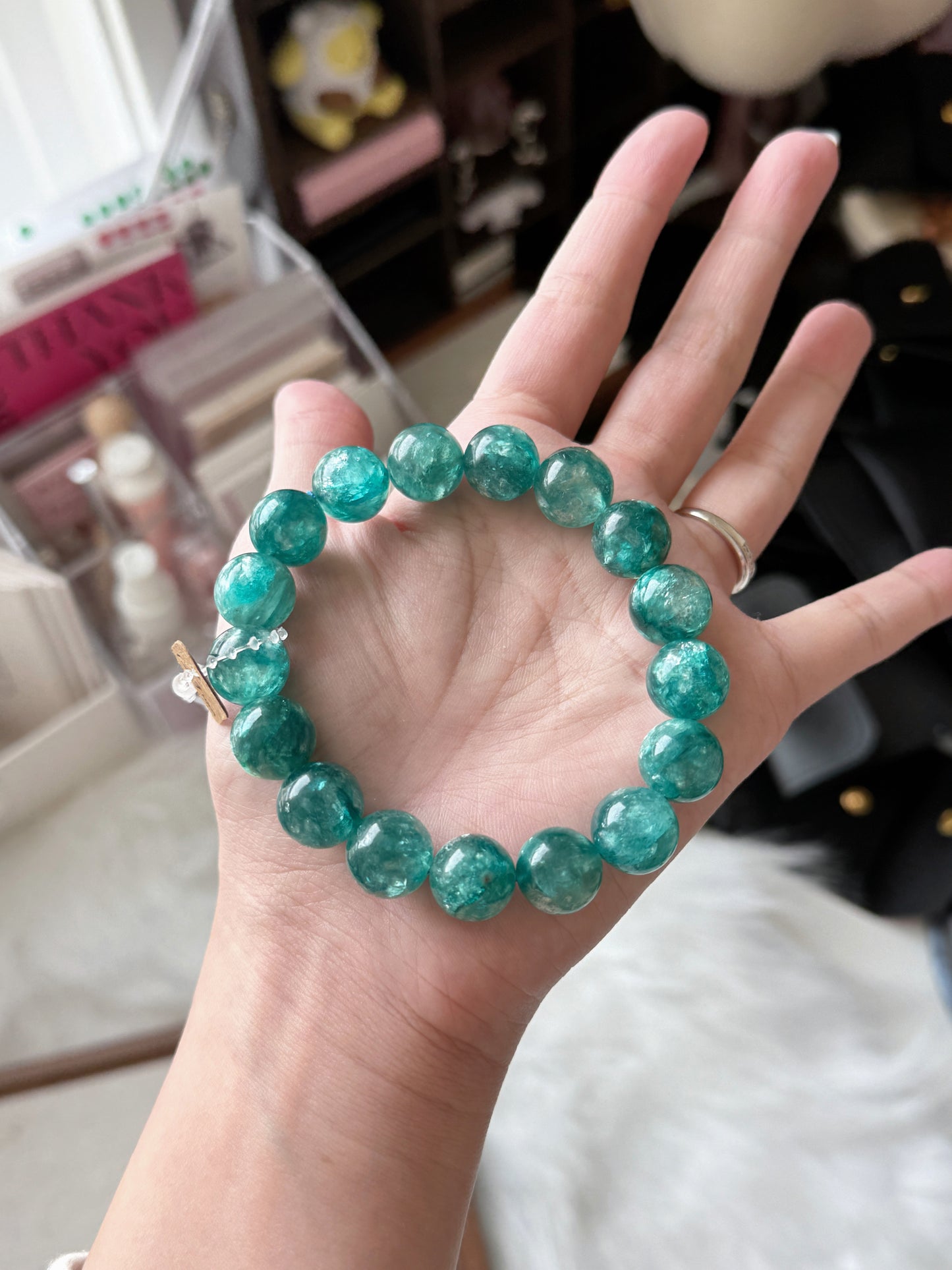 Rare High Quality Green Emerald Fuchsite Mica Beaded Bracelet