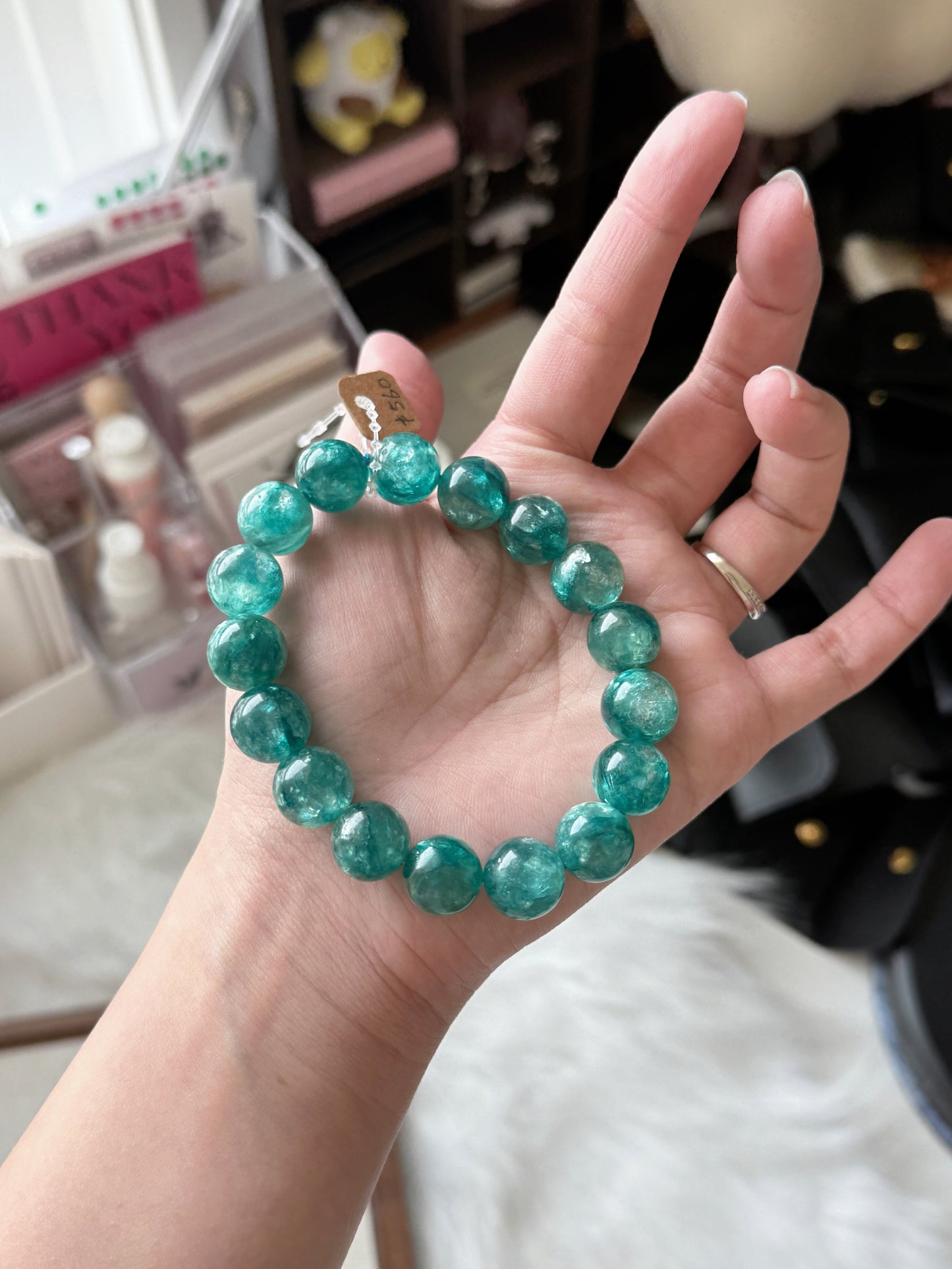 Rare High Quality Green Emerald Fuchsite Mica Beaded Bracelet