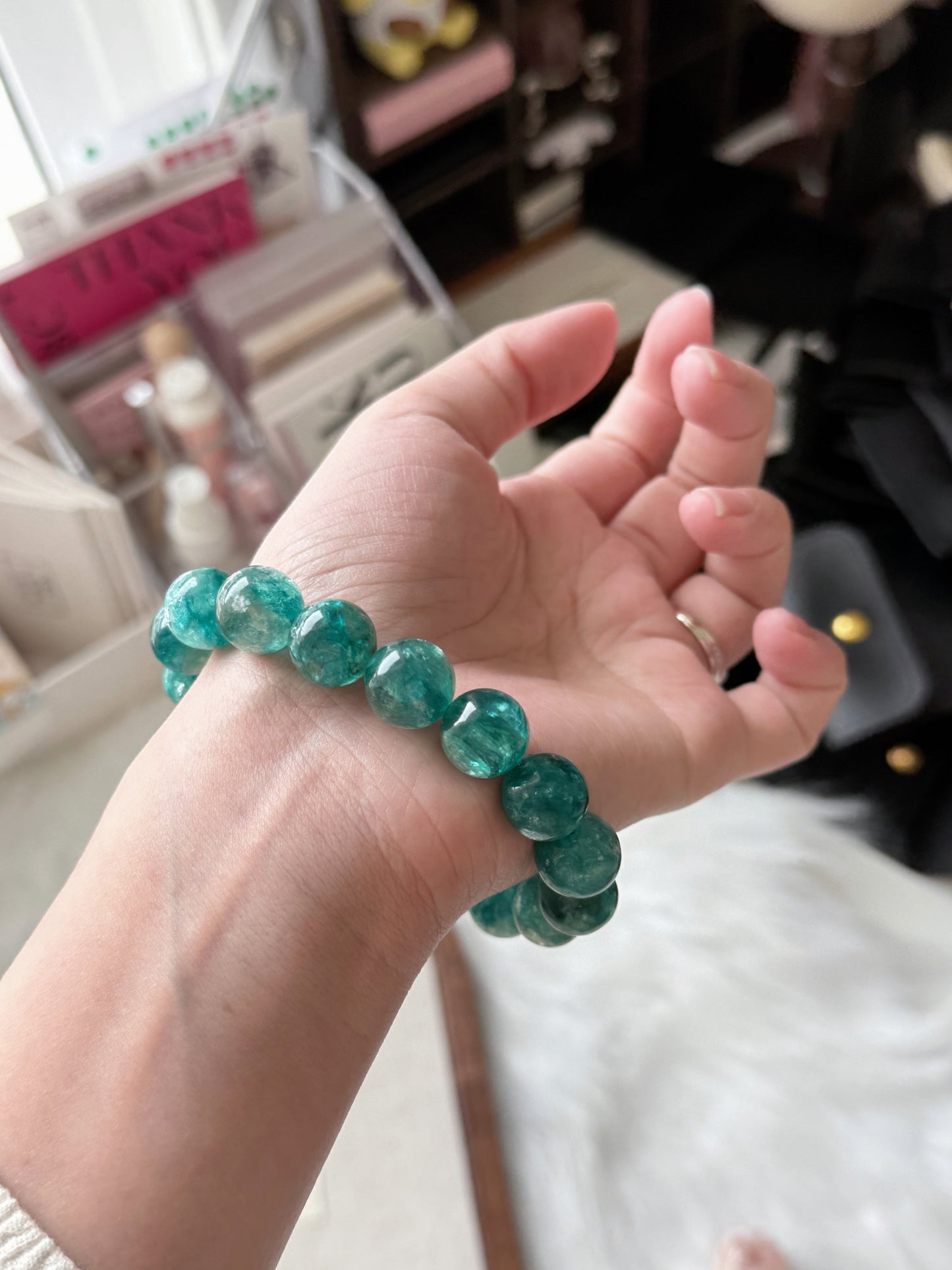 Rare High Quality Green Emerald Fuchsite Mica Beaded Bracelet
