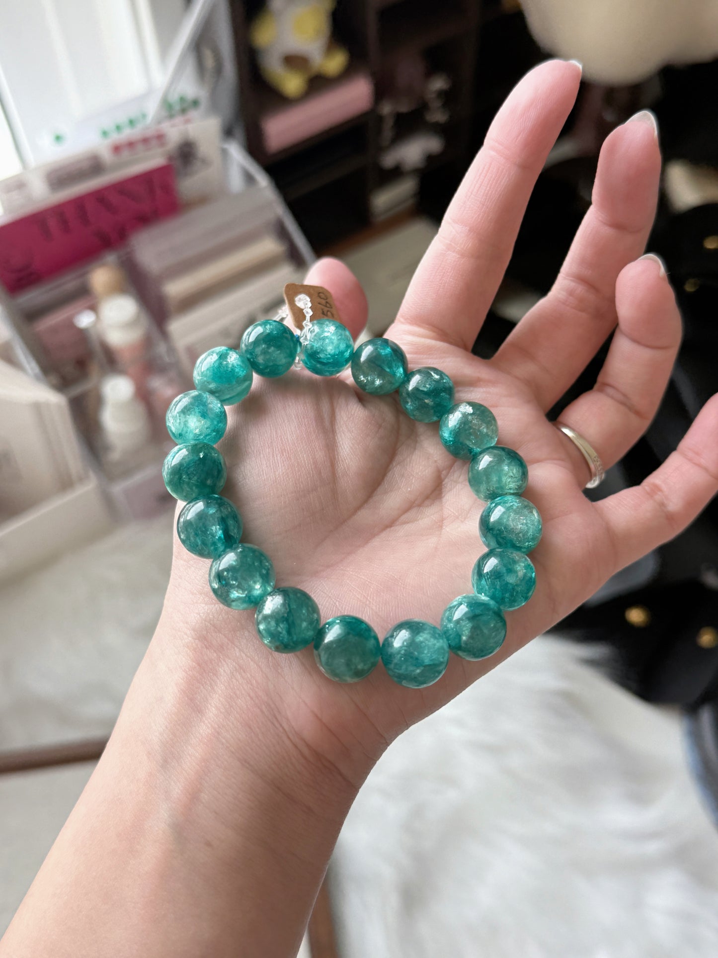 Rare High Quality Green Emerald Fuchsite Mica Beaded Bracelet