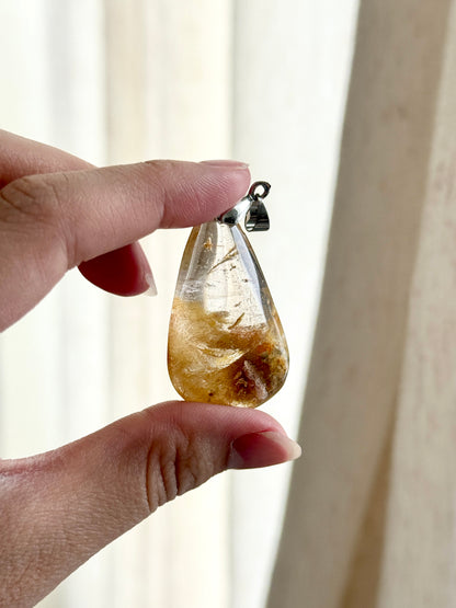 Golden Rutile Pear Shaped Pendant