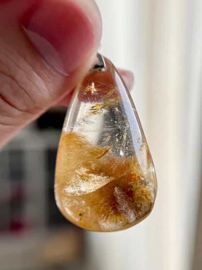 Golden Rutile Pear Shaped Pendant