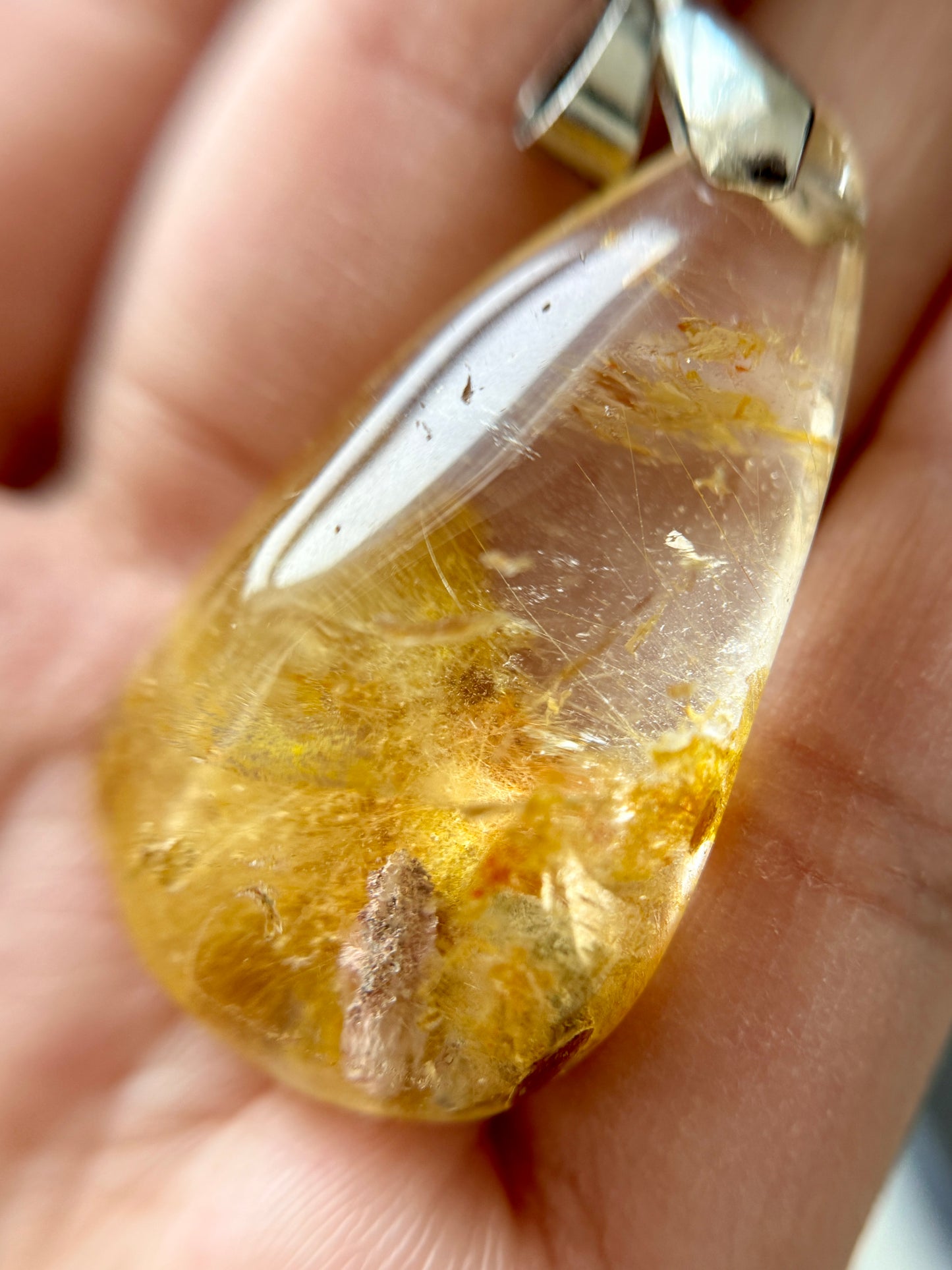 Golden Rutile Pear Shaped Pendant