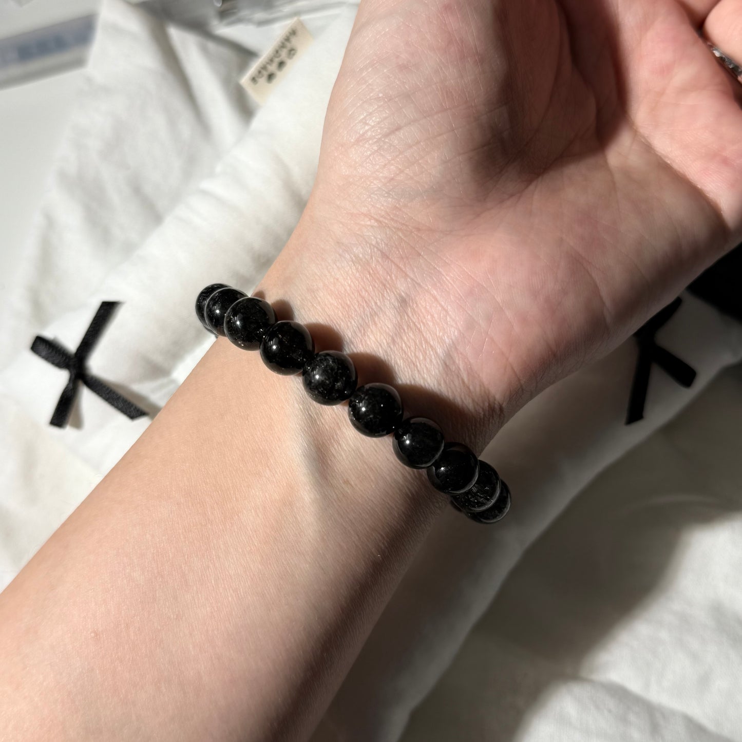 Black Rutile Quartz Beaded Bracelet