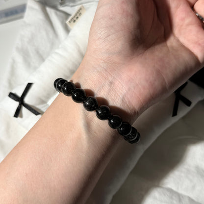Black Rutile Quartz Beaded Bracelet
