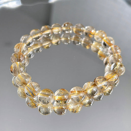 Golden Rutile Quartz Beaded Bracelet