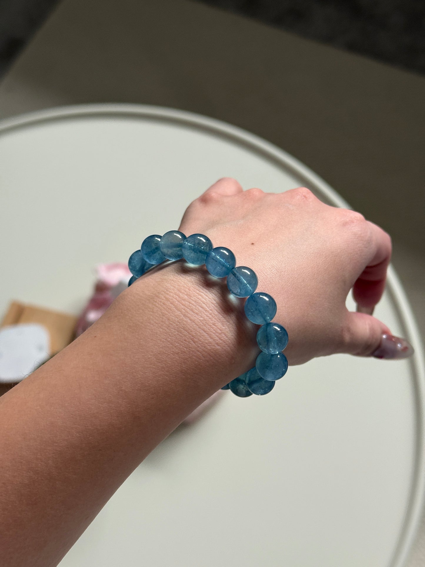 Natural Aquamarine Beaded Bracelet 10.6mm
