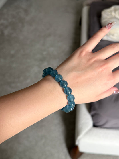 Natural Aquamarine Beaded Bracelet 10.6mm