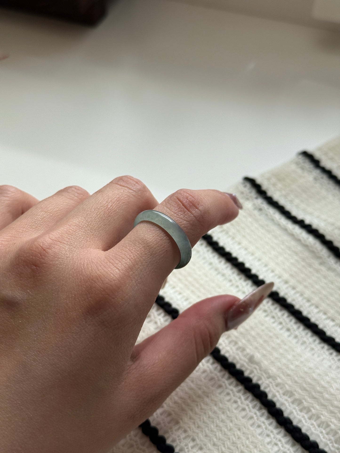 Natural Grade A Guatemala Jade ring band US 9.5