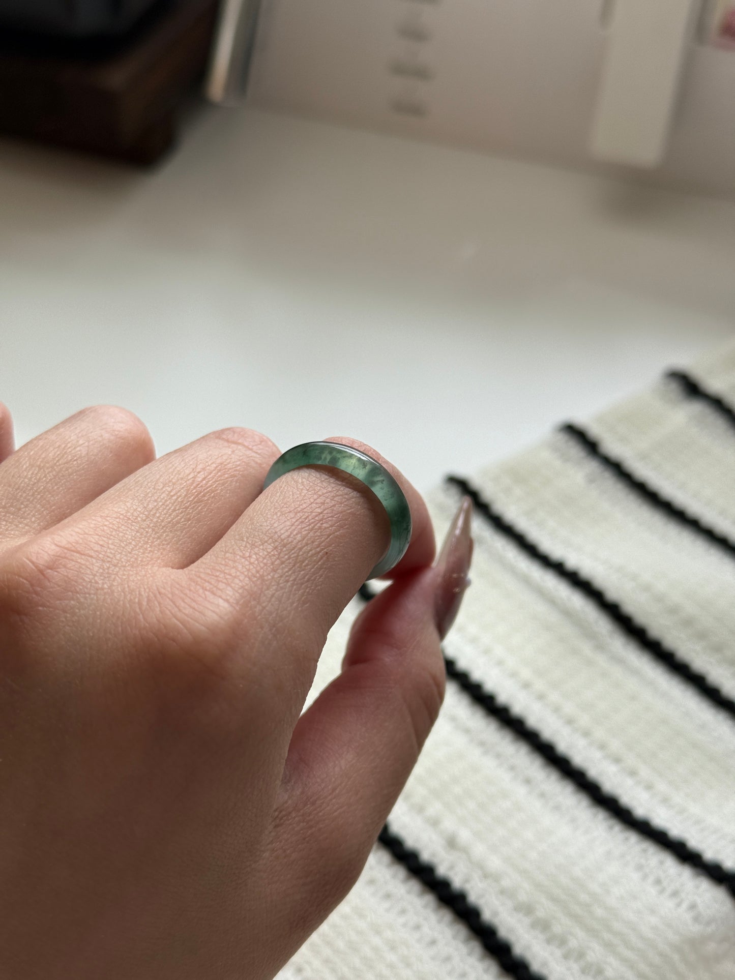 Natural Grade A Guatemala Jade ring band US 9.5
