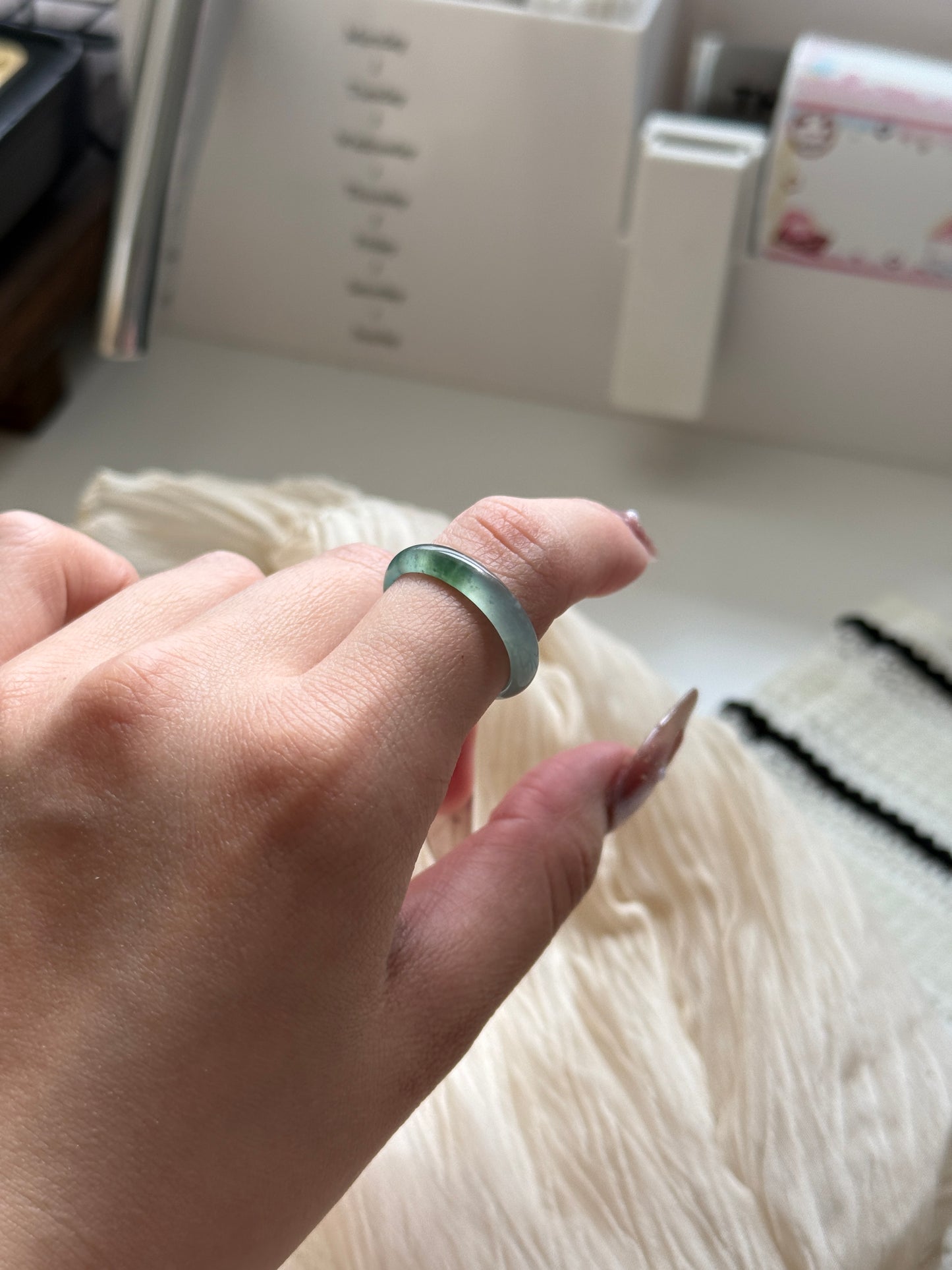 Natural Grade A Guatemala Jade ring band US 9.5