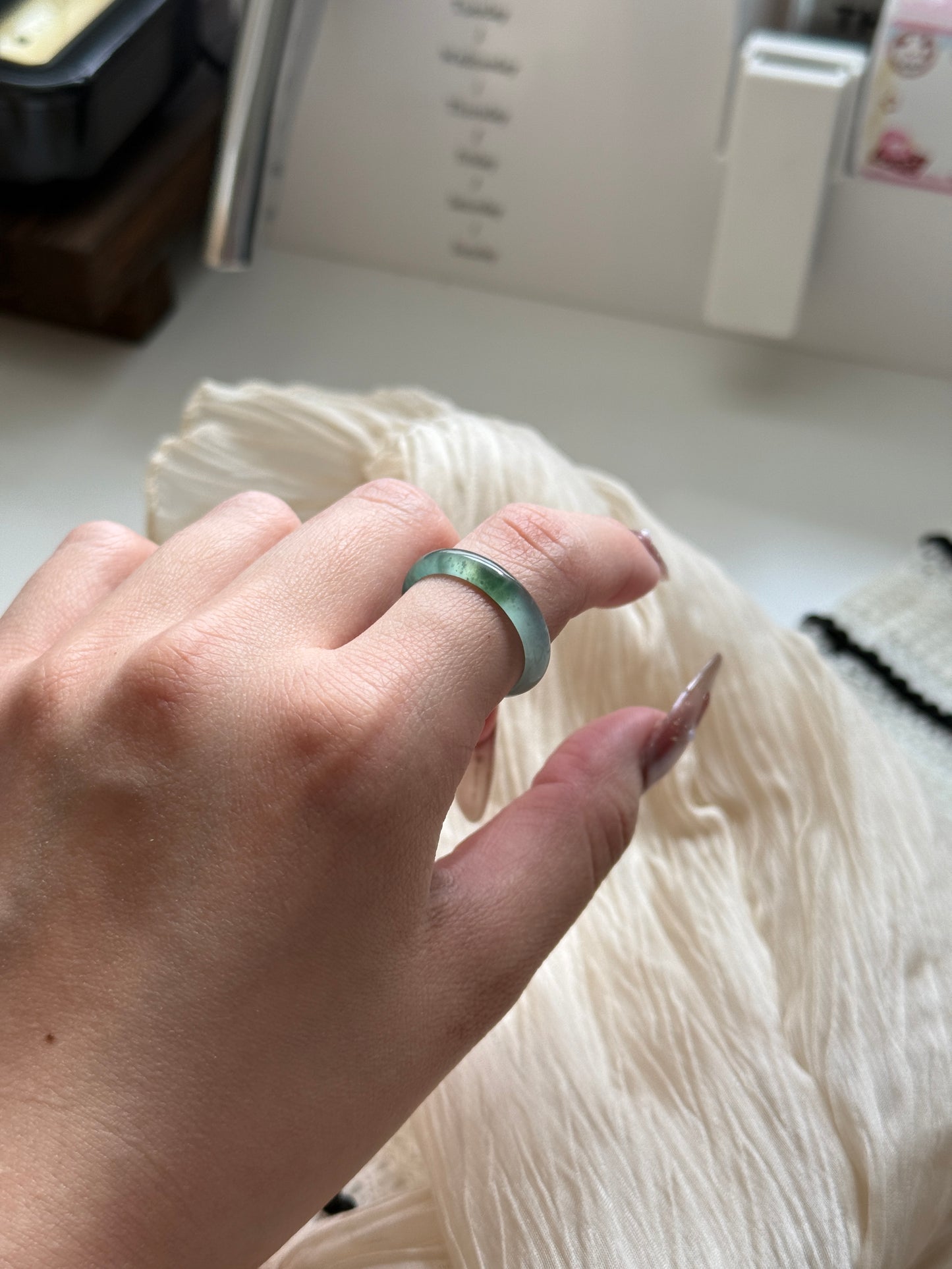 Natural Grade A Guatemala Jade ring band US 9.5