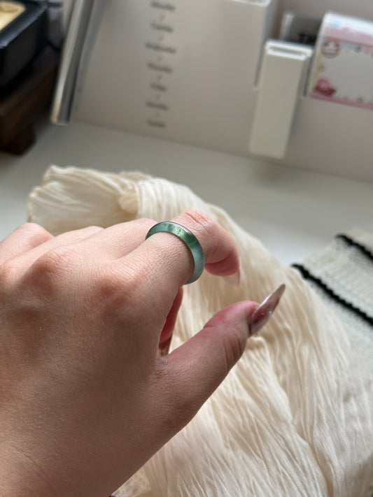 Natural Grade A Guatemala Jade ring band US 9.5