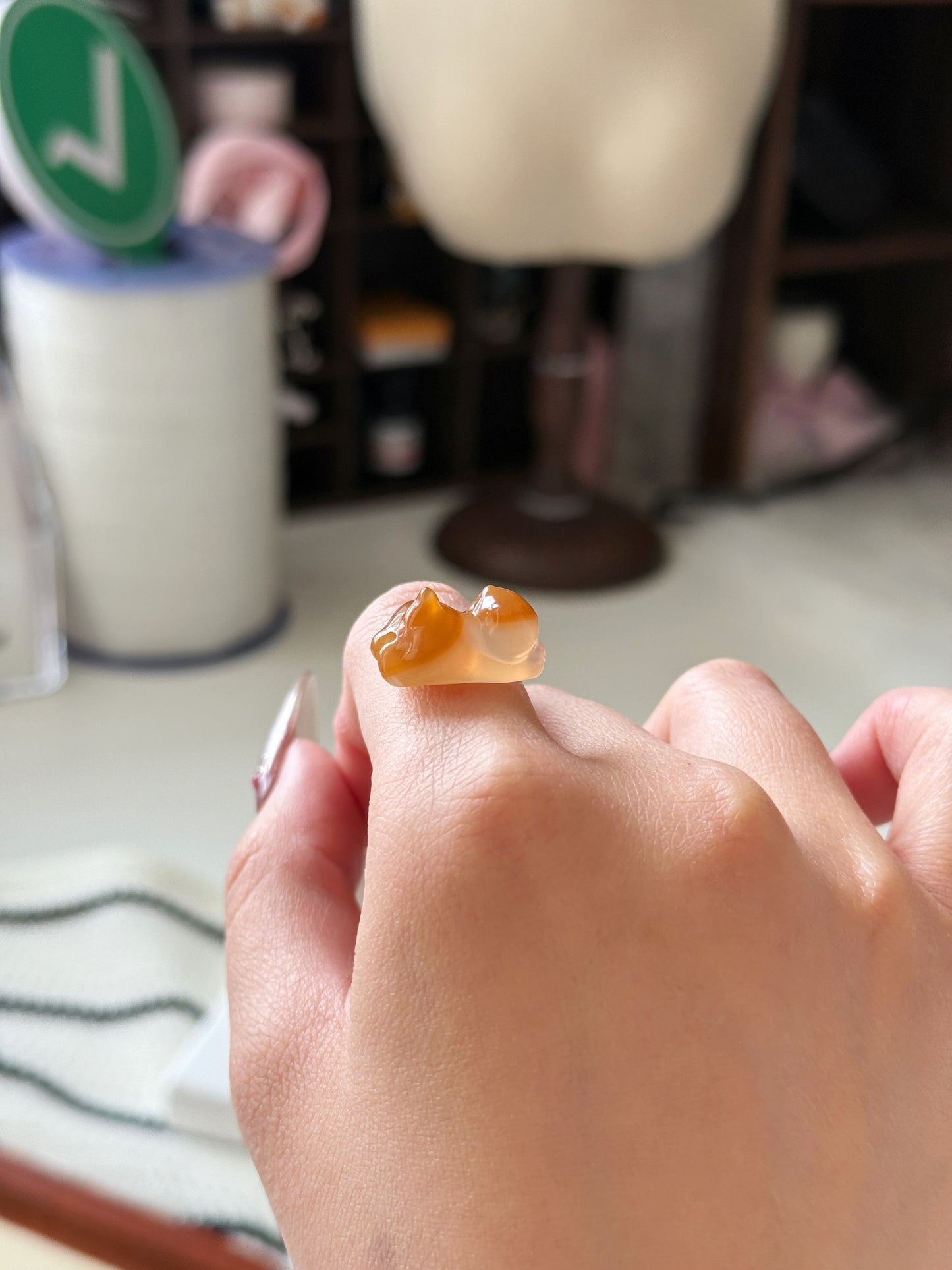 Orange Lucky Cat Agate 瑪瑙趴趴貓