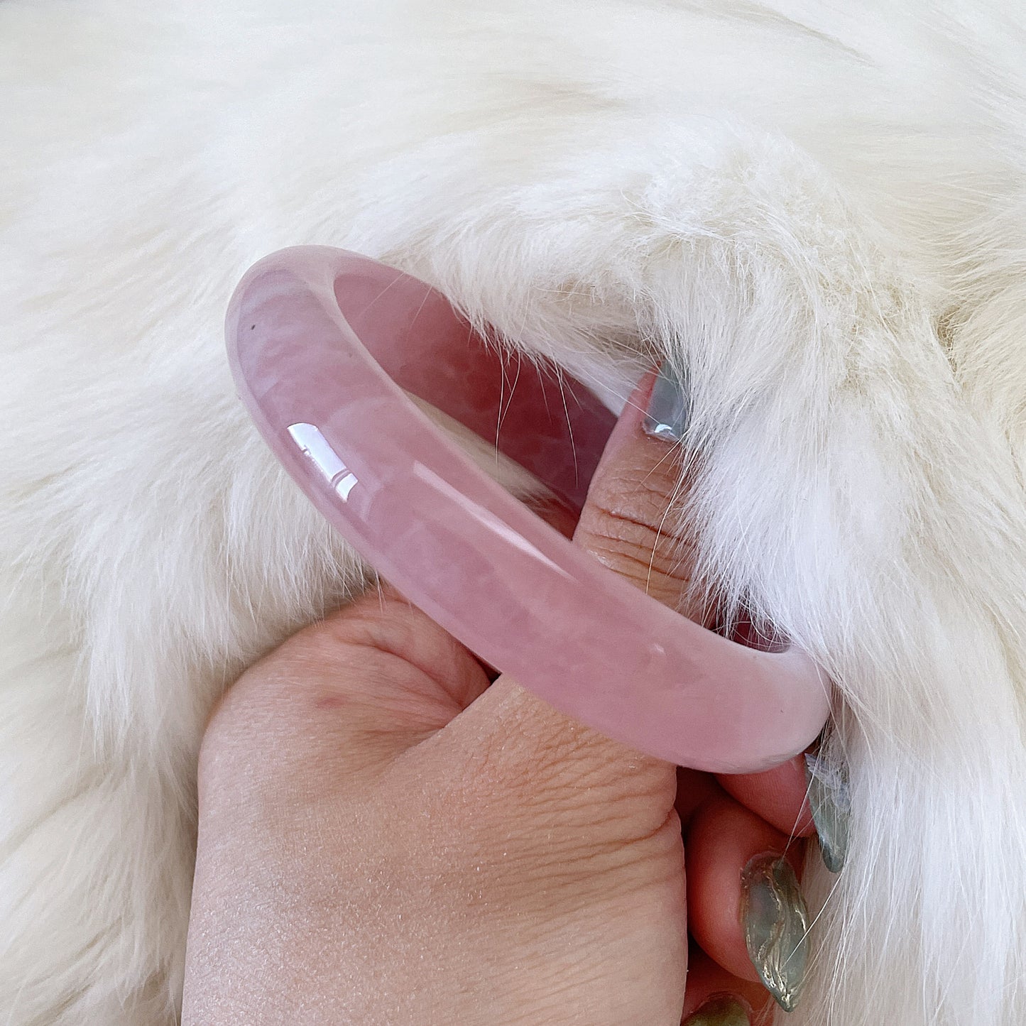 Milky Rose Quartz Bangle
