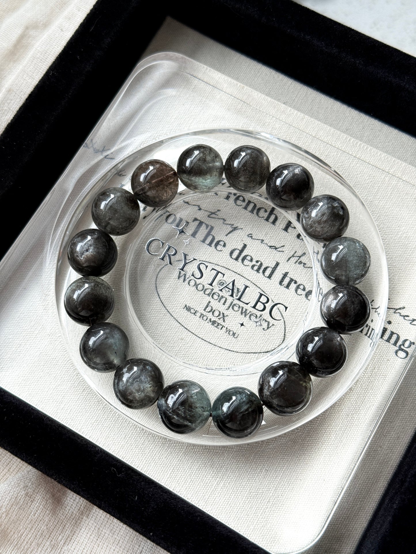 Devil Black Sheen Aquamarine Beaded Bracelet