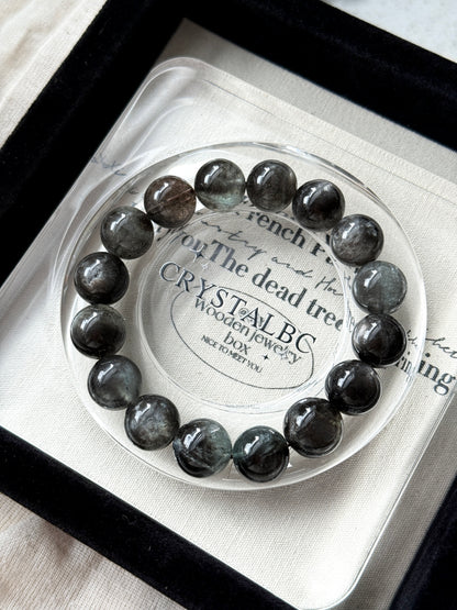 Devil Black Sheen Aquamarine Beaded Bracelet